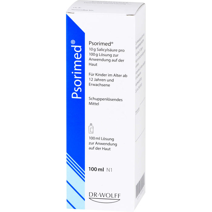 Psorimed , 10 g Salicylsäure pro 100 g Lösung zur Anwendung auf der Haut (10 % Salicylsäure), 100 ml Solution