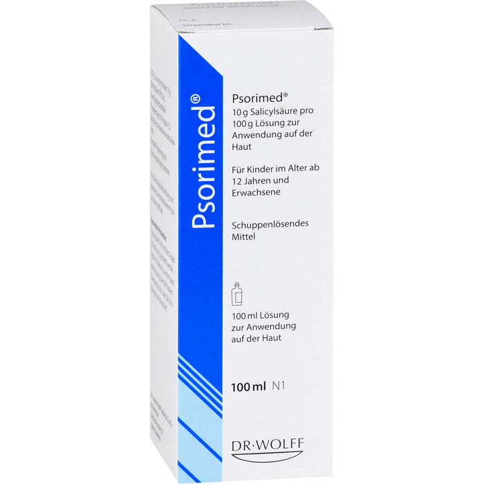 Psorimed , 10 g Salicylsäure pro 100 g Lösung zur Anwendung auf der Haut (10 % Salicylsäure), 100 ml Solution