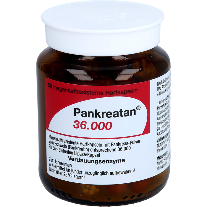 Pankreatan 36.000 Hartkapseln Verdauungsenzyme mit Pankreas-Pulver vom Schwein, 50 pcs. Capsules