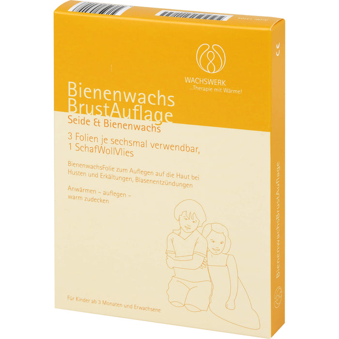 WACHSWERK Bienenwachs-Brustauflage Seide und Bienenwachs bei Husten und Erkältungen für Kinder ab 3 Monaten und Erwachsene, 3 pcs. Pack