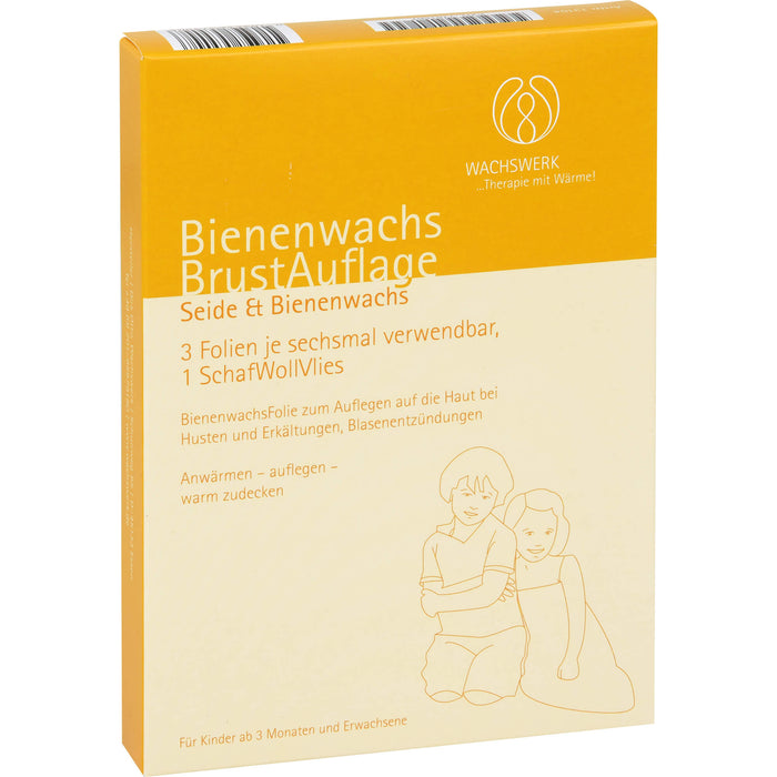 WACHSWERK Bienenwachs-Brustauflage Seide und Bienenwachs bei Husten und Erkältungen für Kinder ab 3 Monaten und Erwachsene, 3 pcs. Pack