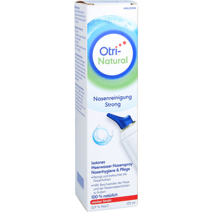 OtriNatural Nasenreinigung Strong isotones Meerwasser Nasenspray mit starkem Strahl, 125 ml Solution