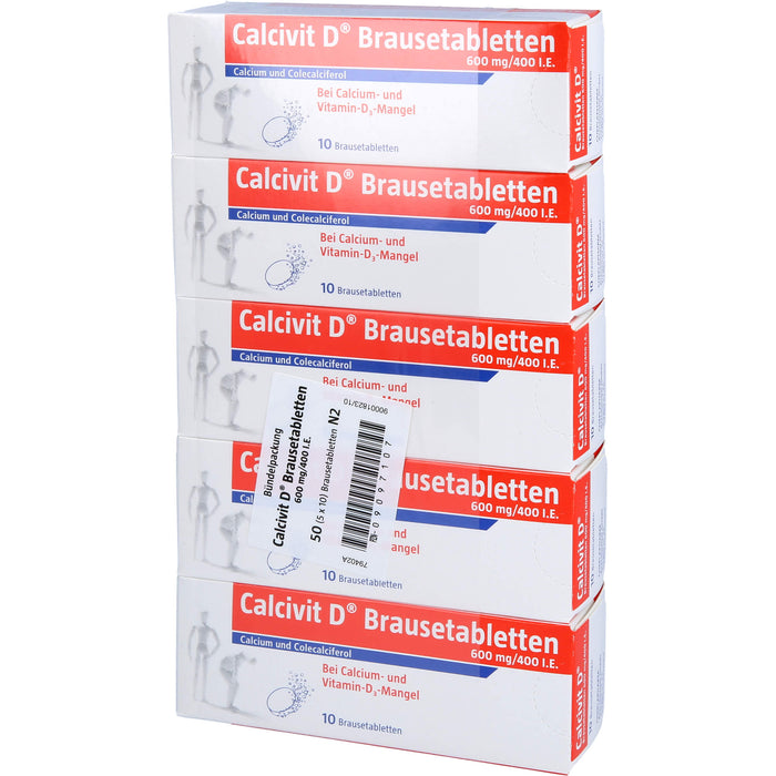 Calcivit D Brausetabletten 600 mg/400 I.E. bei Calcium und Vitamin-D3-Mangel, 50 pcs. Effervescent tablets