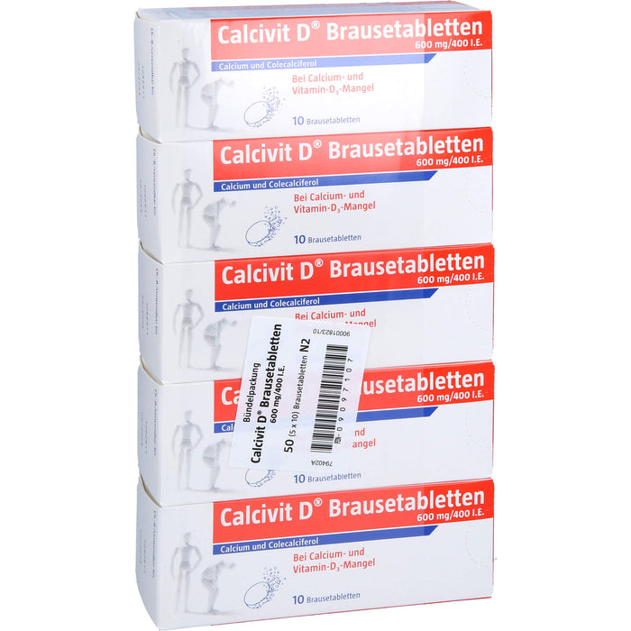 Calcivit D Brausetabletten 600 mg/400 I.E. bei Calcium und Vitamin-D3-Mangel, 50 pcs. Effervescent tablets