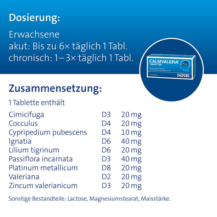 Calmvalera Tabletten bei nervösen Störungen wie Schlafstörungen und Unruhe, 100 pc Tablettes