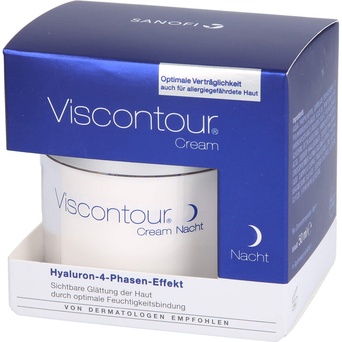 Viscontour Nachtcreme mit Hyaluron für eine sichtbare Glättung der Haut, 50 ml Cream