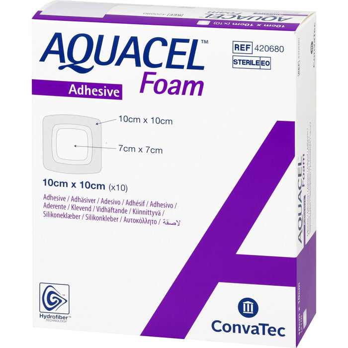 AQUACEL Foam adhäsiv 10x10cm, 10 St VER