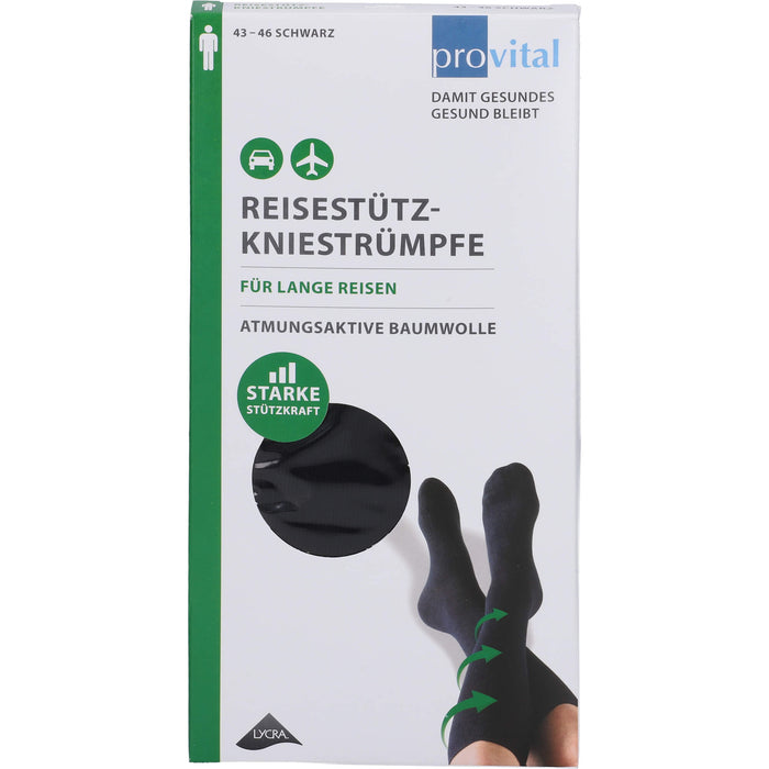 ProVital Reisekniestr. Baumwolle schwarz Gr. 39-42, 2 St 