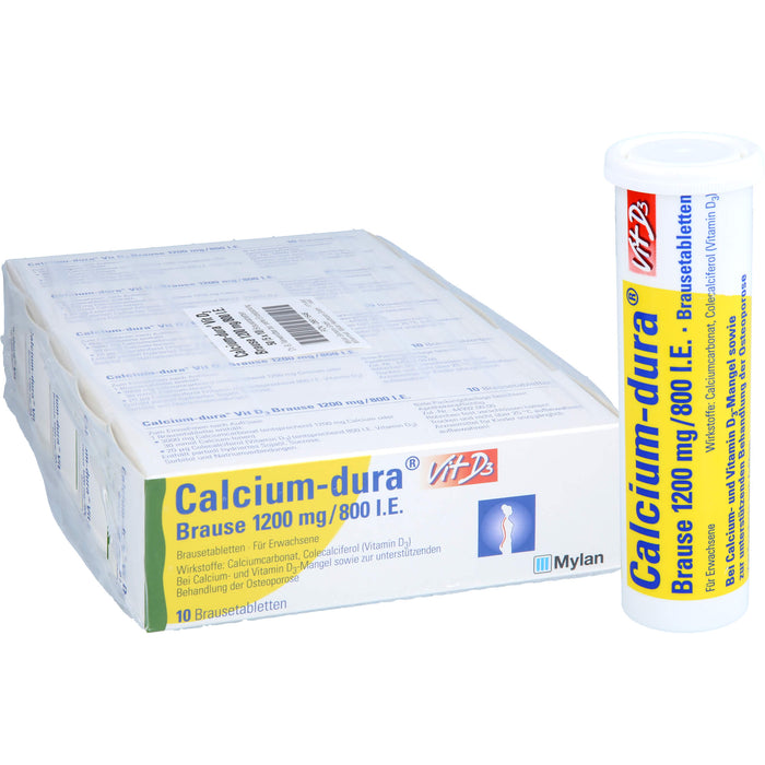 Calcium-dura Vit D3 1200 mg/ 800 I.E. Brausetabletten zur unterstützenden Behandlung von Osteoporose, 50 pcs. Effervescent tablets