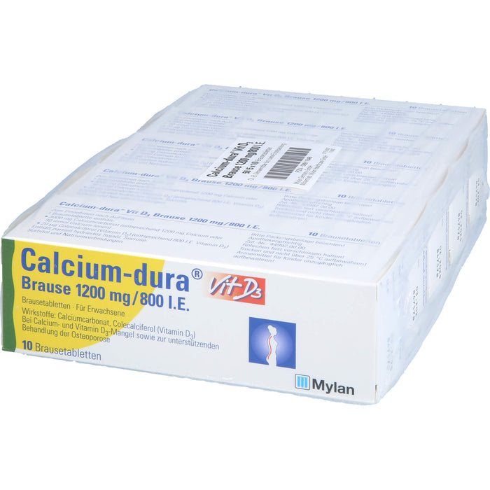 Calcium-dura Vit D3 1200 mg/ 800 I.E. Brausetabletten zur unterstützenden Behandlung von Osteoporose, 50 pcs. Effervescent tablets