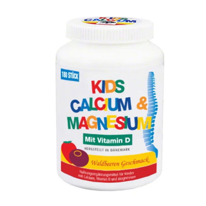 Kids Calcium und Magnesium mit Vitamin D Kautabletten mit Waldbeeren Geschmack, 180 St. Tabletten