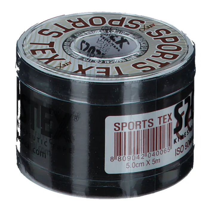 SPORTS-TEX Kinesiologie TAPE 5cmx5m Schwarz, 1 pc Pansement