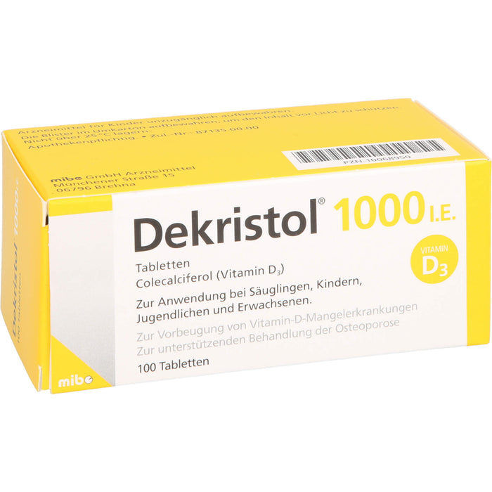 Dekristol 1000 I.E. Tabletten bei Vitamin-D-Mangelerkrankungen und zur unterstützenden Behandlung der Osteoporose, 100 pcs. Tablets
