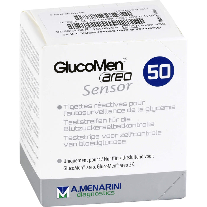GlucoMen  areo Sensor Teststreifen, 50 pc Bandelettes réactives