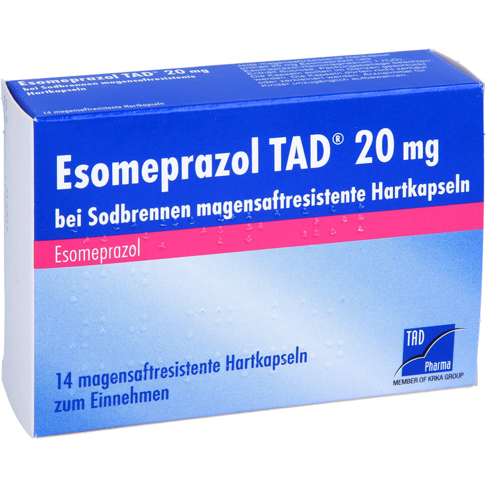 Esomeprazol TAD  20 mg bei Sodbrennen magensaftresistente Hartkapseln, 14 pcs. Capsules