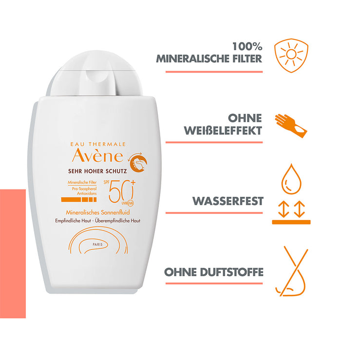 Avène Mineralisches Sonnenfluid SPF50+ ungetönt, 40 ml Solution