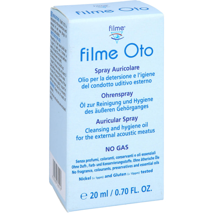 Filme Oto Ohrenspray Öl zur Reinigung und Hygiene des äußeren Gehörgangs, 20 ml Solution