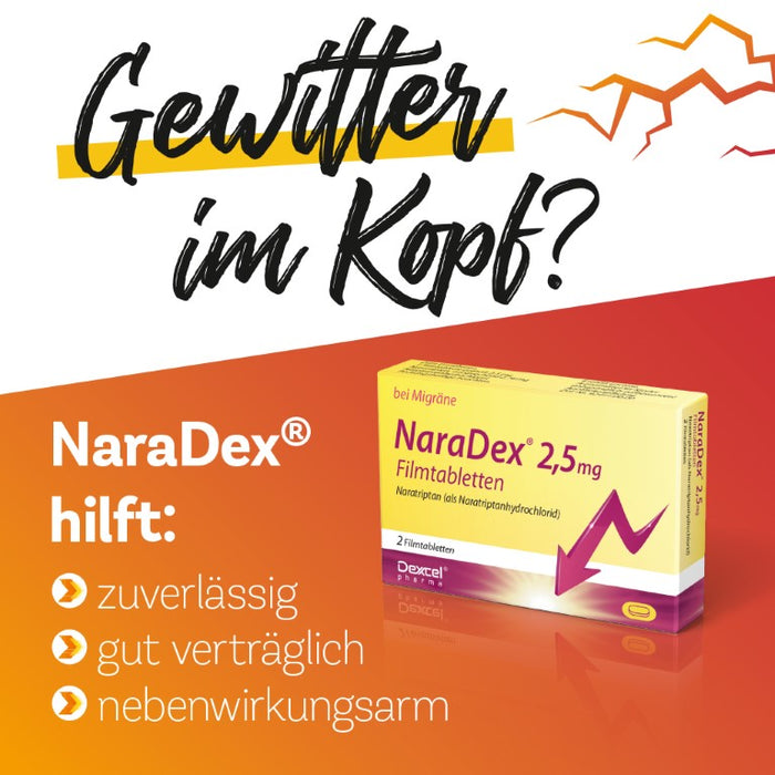 NaraDex 2,5 mg gegen Migräne, 2 pcs. Tablets