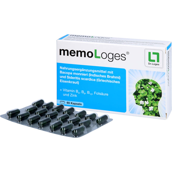 MemoLoges Kapseln zur Unterstützung für Gedächtnis und Konzentration, 60 pc Capsules