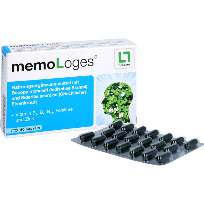 MemoLoges Kapseln zur Unterstützung für Gedächtnis und Konzentration, 60 pc Capsules