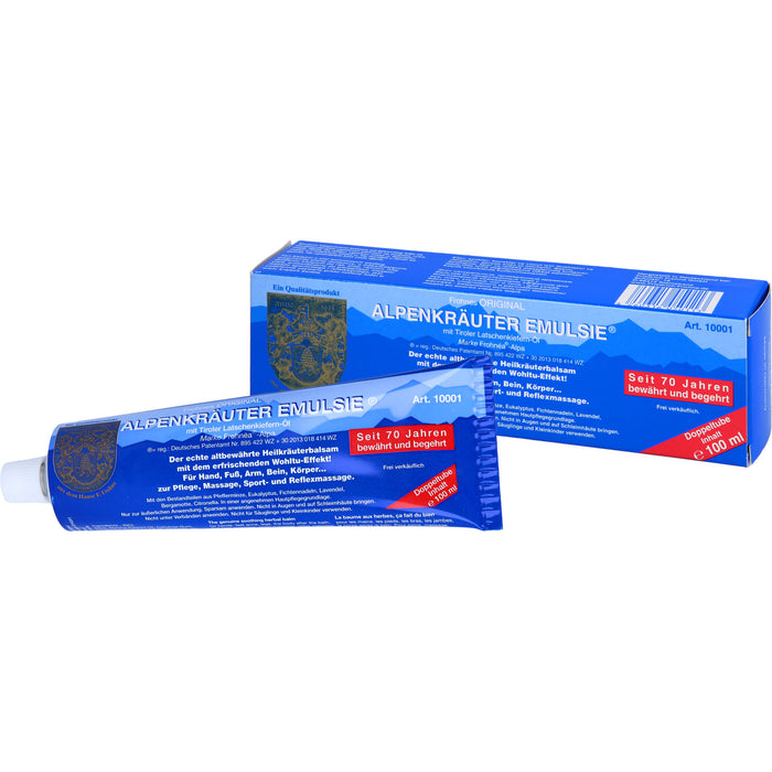 Alpenkräuter Emulsie Heilkräuterbalsam zur Pflege, Massage, Sport und Reflexmassage, 100 ml Balm