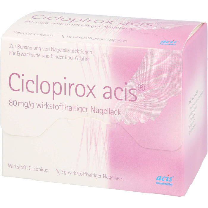 Acis Ciclopirox 80 mg/g wirkstoffhaltiger Nagellack zur Behandlung von Nagelpilzinfektionen, 3 g Nail varnish containing active ingredients