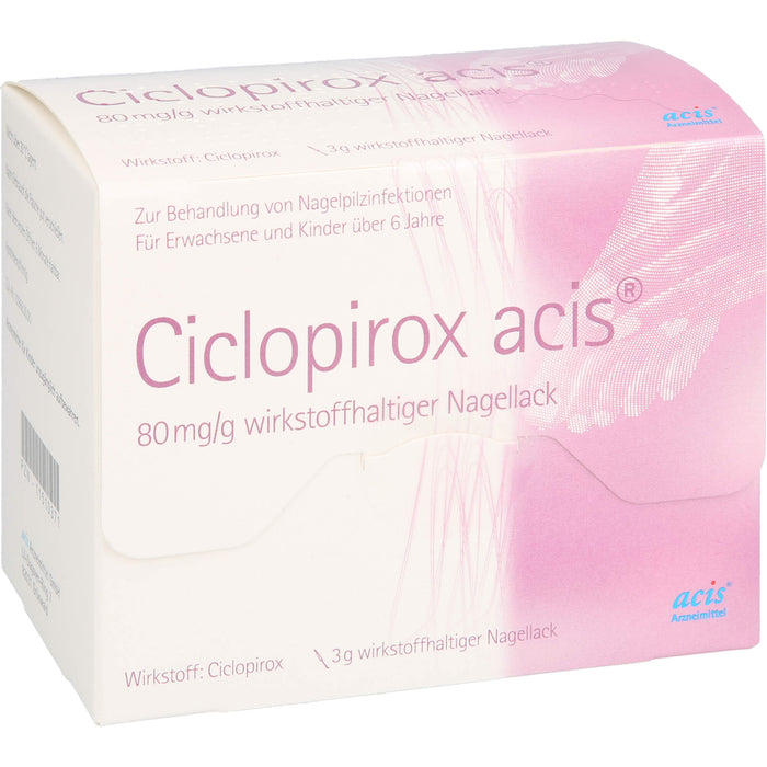 Acis Ciclopirox 80 mg/g wirkstoffhaltiger Nagellack zur Behandlung von Nagelpilzinfektionen, 3 g Nail varnish containing active ingredients