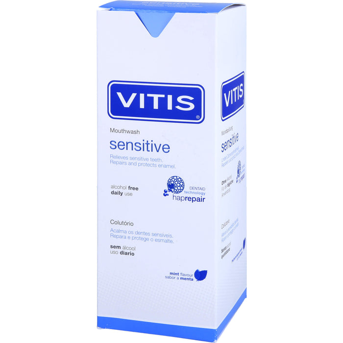 VITIS Sensitive Mundspülung lindert Zahnempfindlichkeit, repariert und schützt den Zahnschmelz, 500 ml Solution