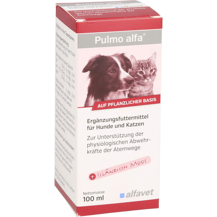 Pulmo alfa Lösung zur Unterstützung der physiologischen Abwehrkräfte der Atemwege für Hunde und Katzen, 100 ml Solution