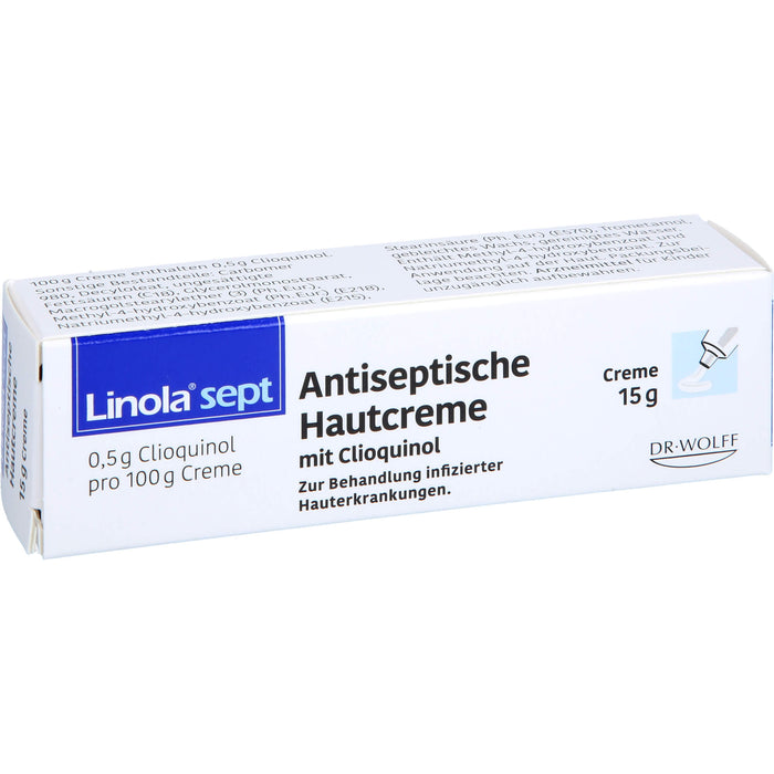 Linola sept Antiseptische Hautcreme mit Clioquinol Wundcreme bei abgeschürfter, entzündeter oder eitriger Haut, 15 g Crème