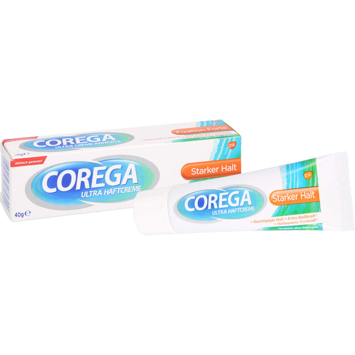 Corega ultra Haftcreme mit starkem Halt für Teil- und Vollprothesen, 40 g Creme