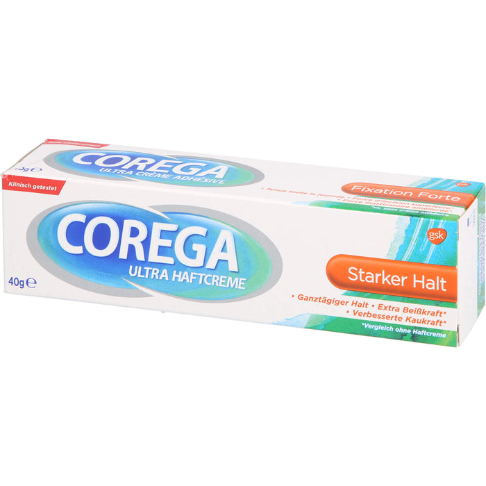 Corega ultra Haftcreme mit starkem Halt für Teil- und Vollprothesen, 40 g Creme