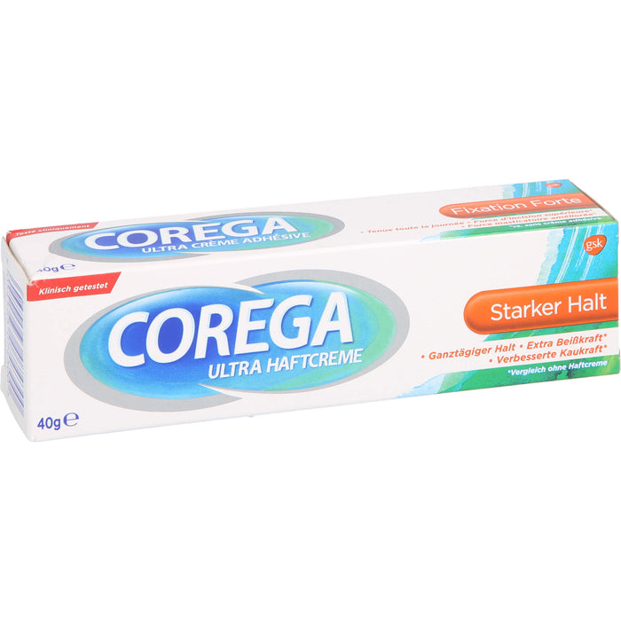 Corega ultra Haftcreme mit starkem Halt für Teil- und Vollprothesen, 40 g Creme