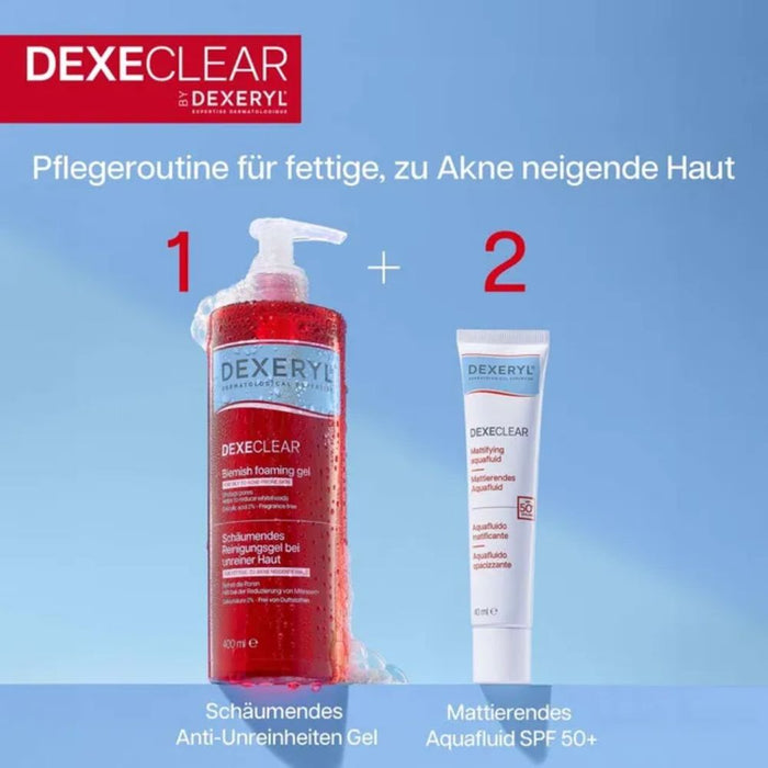 DEXECLEAR schäumendes Reinigungsgel bei unreiner Haut, 200 ml Gel