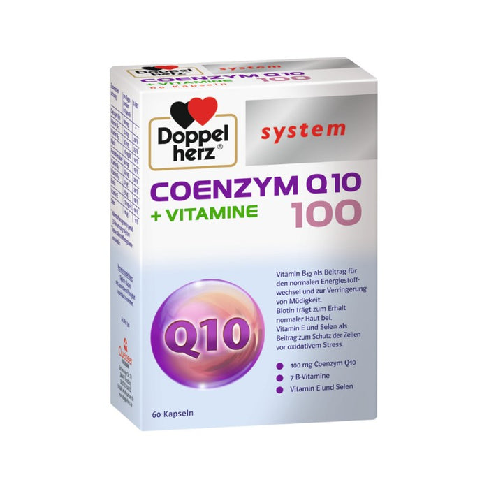 Doppelherz system Coenzym Q10 100 + Vitamine Kapseln für einen normalen Energiestoffwechsel und zur Verringerung von Müdigkeit, 60 pc Capsules