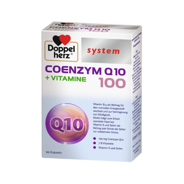 Doppelherz system Coenzym Q10 100 + Vitamine Kapseln für einen normalen Energiestoffwechsel und zur Verringerung von Müdigkeit, 60 pc Capsules