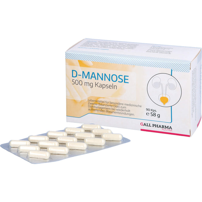 D-Mannose 500 mg GPH Kapseln zur diätetischen Behandlung von wiederholt auftretenden Blasenentzündungen, 90 St. Kapseln