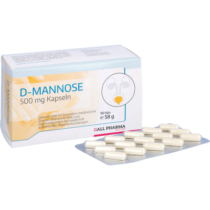 D-Mannose 500 mg GPH Kapseln zur diätetischen Behandlung von wiederholt auftretenden Blasenentzündungen, 90 pcs. Capsules