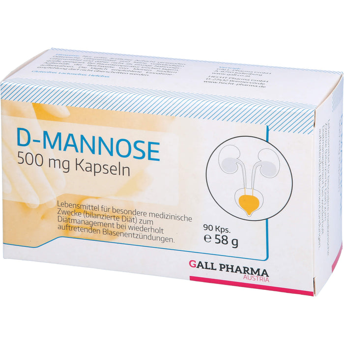 D-Mannose 500 mg GPH Kapseln zur diätetischen Behandlung von wiederholt auftretenden Blasenentzündungen, 90 St. Kapseln
