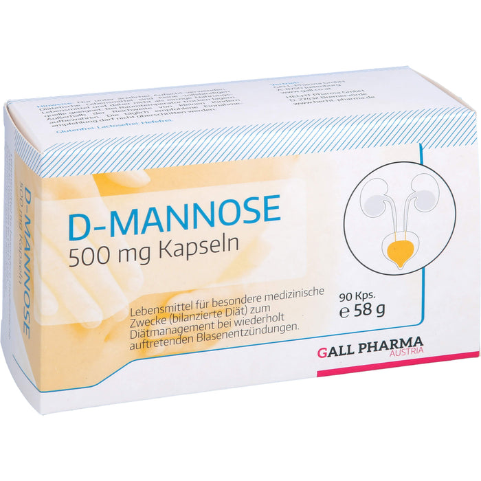 D-Mannose 500 mg GPH Kapseln zur diätetischen Behandlung von wiederholt auftretenden Blasenentzündungen, 90 pcs. Capsules