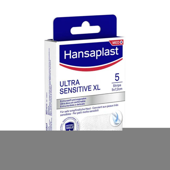 Hansaplast Wundverband Ultra Sensitive 5 x 7,2 cm XL für sehr empfindliche Haut, 5 pc Pansement
