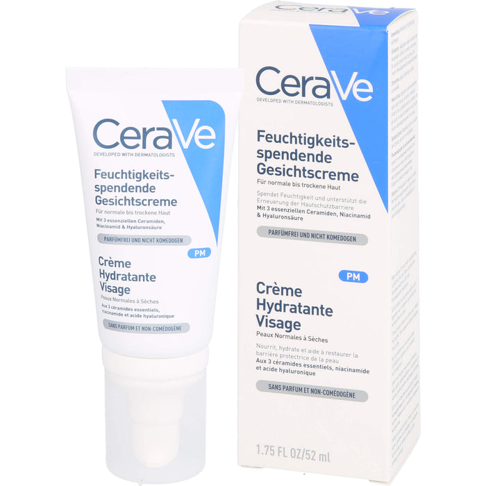 CeraVe feuchtigkeitsspendende Gesichtscreme für normale bis trockene Haut, 52 ml Creme