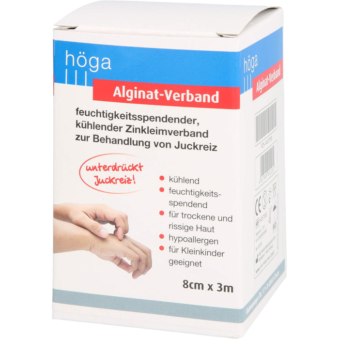 Höga Alginat-Verband 8 cm x 3 m kühlender Zinkleimverband, 1 pcs. dressing