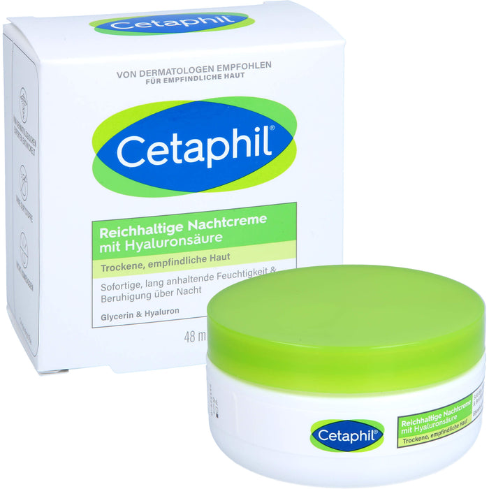 Cetaphil reichhaltige Nachtcreme mit Hyaluronsäure, 48 g Creme