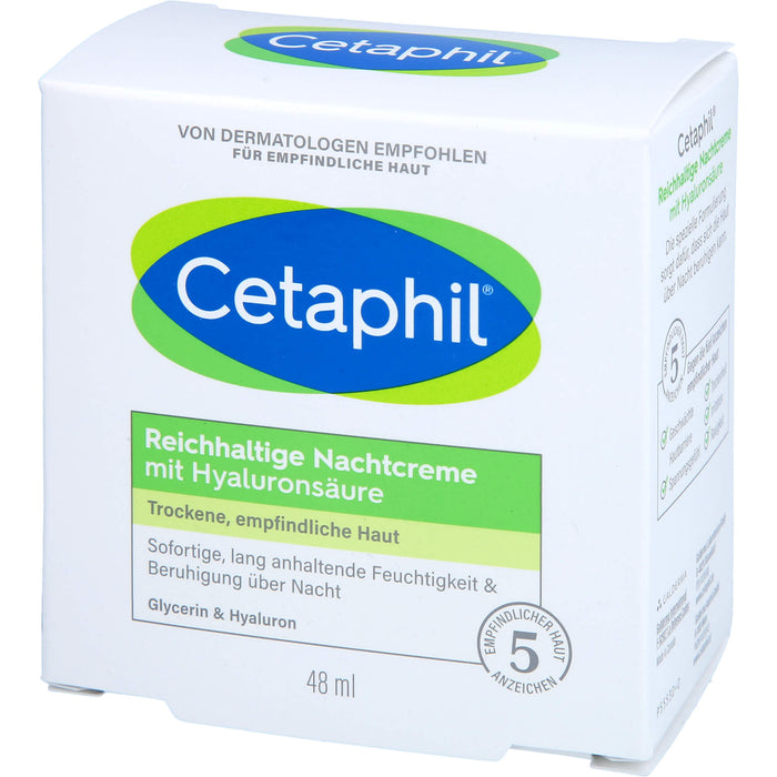 Cetaphil reichhaltige Nachtcreme mit Hyaluronsäure, 48 g Creme