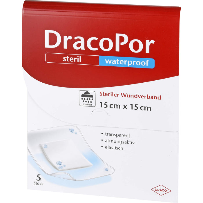 DRACOPOR waterproof Wundverband 15x15 cm steril, 5 pcs. Patch