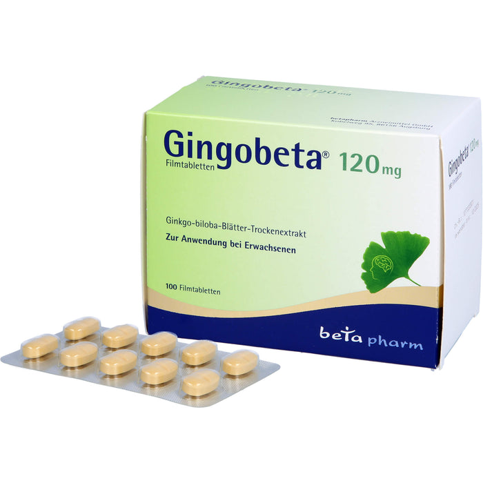 Gingobeta 120 mg Filmtabletten zur Verbesserung einer altersbedingten kognitiven Beeinträchtigung und bei leichter Demenz, 100 pcs. Tablets