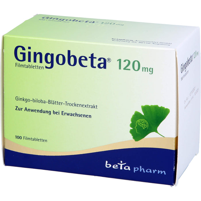 Gingobeta 120 mg Filmtabletten zur Verbesserung einer altersbedingten kognitiven Beeinträchtigung und bei leichter Demenz, 100 pcs. Tablets