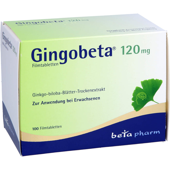 Gingobeta 120 mg Filmtabletten zur Verbesserung einer altersbedingten kognitiven Beeinträchtigung und bei leichter Demenz, 100 pcs. Tablets