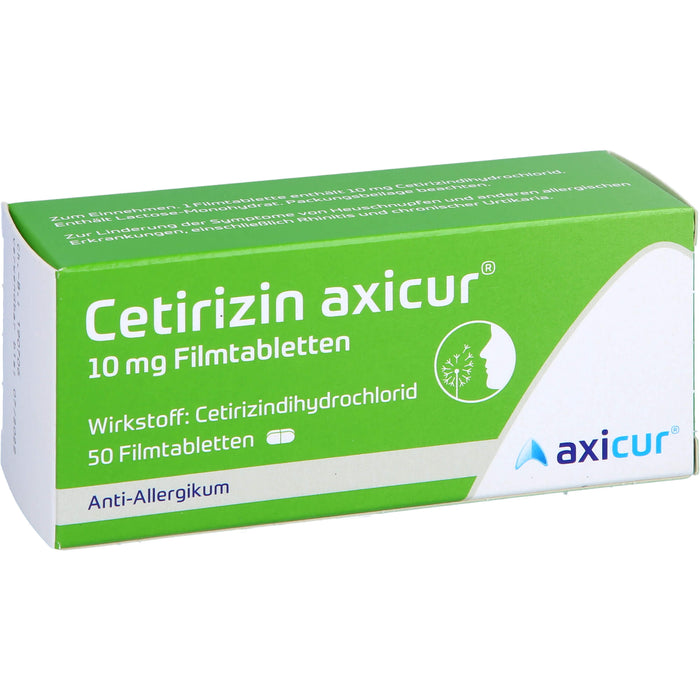 Cetirizin axicur 10 mg Filmtabletten Anti-Allergikum, 50 pcs. Tablets